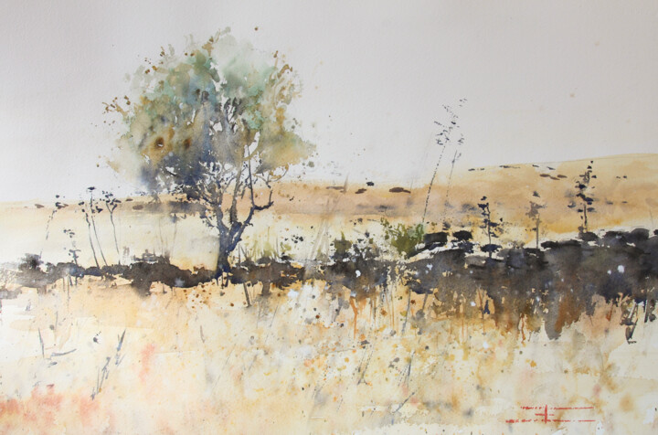 Painting titled "Le Murge near Mater…" by Manu Toxxic, Original Artwork, Watercolor