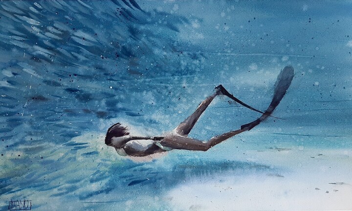 Schilderij getiteld "Nager en compagnie" door Manu Toxxic, Origineel Kunstwerk, Aquarel
