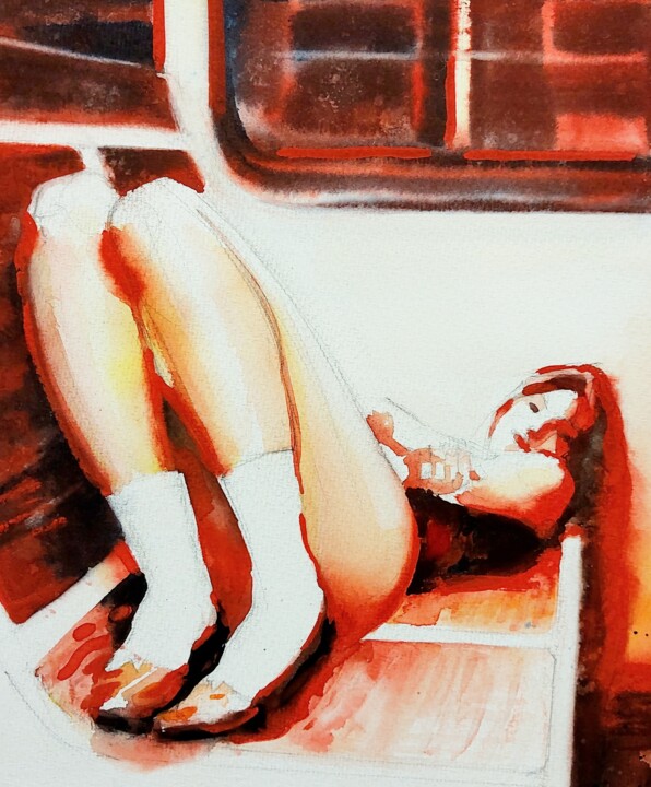 Картина под названием "Katelyn" - Manu Toxxic, Подлинное произведение искусства, Акварель