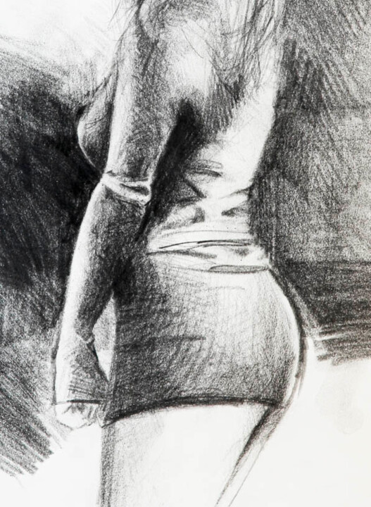 Drawing titled "Body 062" by Manu Toxxic, Original Artwork, Charcoal