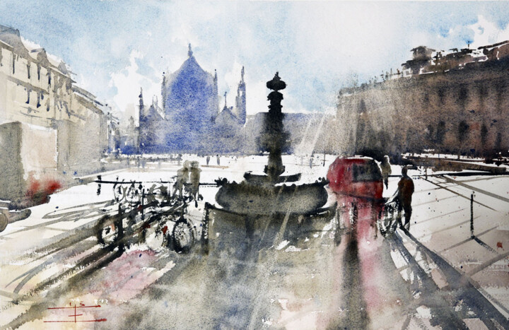 Painting titled "Florence impression…" by Manu Toxxic, Original Artwork, Watercolor
