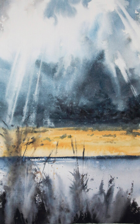 Painting titled "Ray of light - lumi…" by Manu Toxxic, Original Artwork, Watercolor