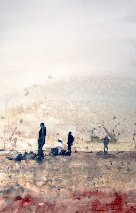 Peinture intitulée "Viareggio Toscane I…" par Manu Toxxic, Œuvre d'art originale, Aquarelle Monté sur Carton