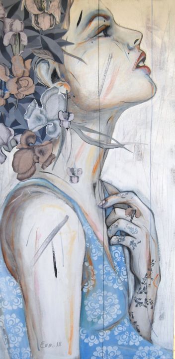 Painting titled "Sylvaine" by Emmanuelle Martin, Original Artwork, Acrylic