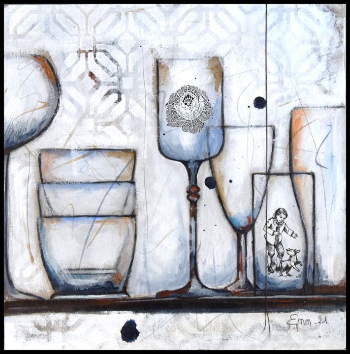 Картина под названием "la cuisine de Sarah…" - Emmanuelle Martin, Подлинное произведение искусства, Акрил