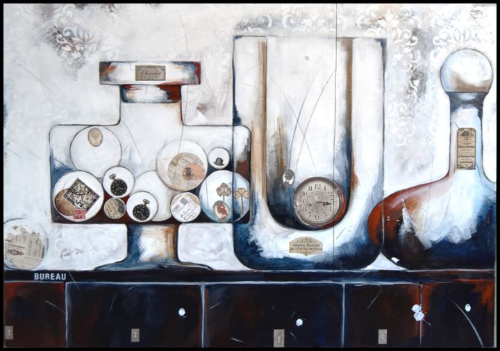 Peinture intitulée "bureau" par Emmanuelle Martin, Œuvre d'art originale, Acrylique