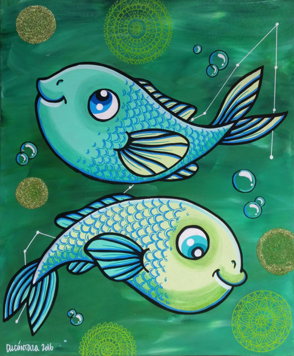 Peinture intitulée "pisces" par Manuel Alcantara, Œuvre d'art originale, Acrylique