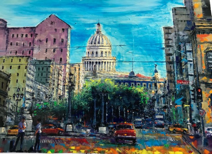 Pintura titulada "Habana" por Manuel Alejandro Moreno Pupo, Obra de arte original, Encáustico