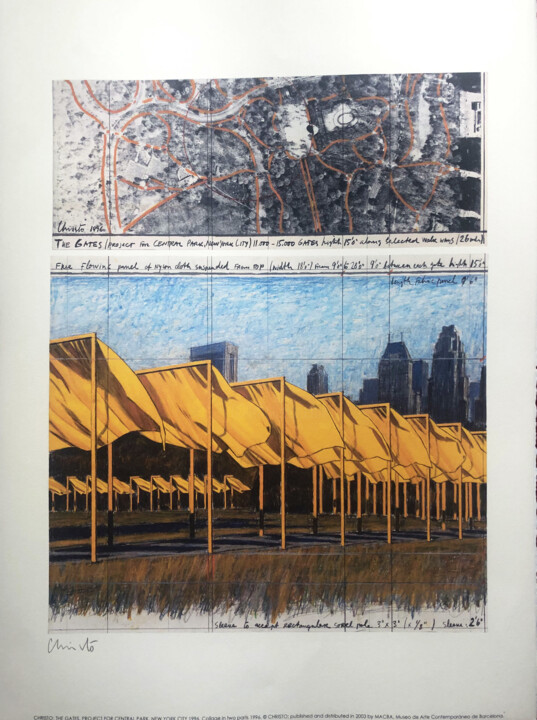 Отпечатки и Гравюры под названием "Christo: The Gates…" - Manuel Aragonés, Подлинное произведение искусства, Литография