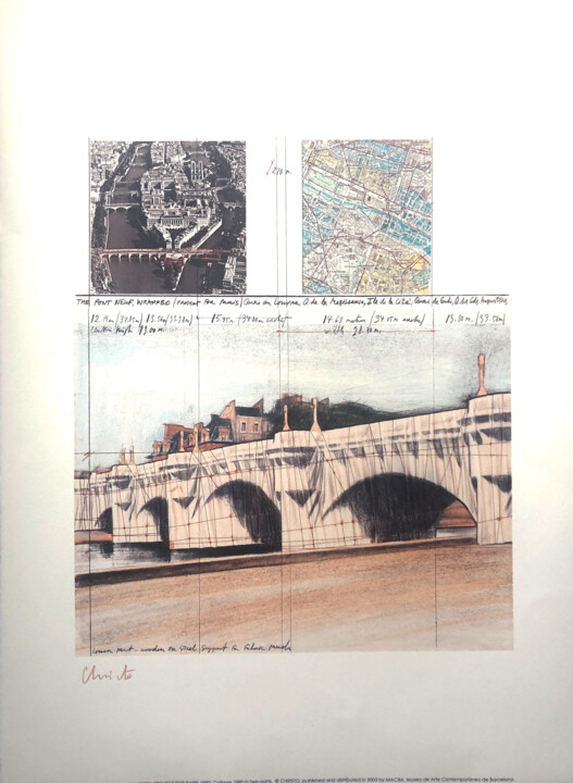 Impressões e gravuras intitulada "Christo: Pont Neuf…" por Manuel Aragonés, Obras de arte originais, Litografia