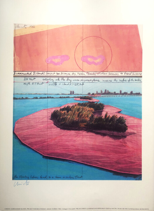 Prenten & gravures getiteld "Christo: Surrounded…" door Manuel Aragonés, Origineel Kunstwerk, Lithografie