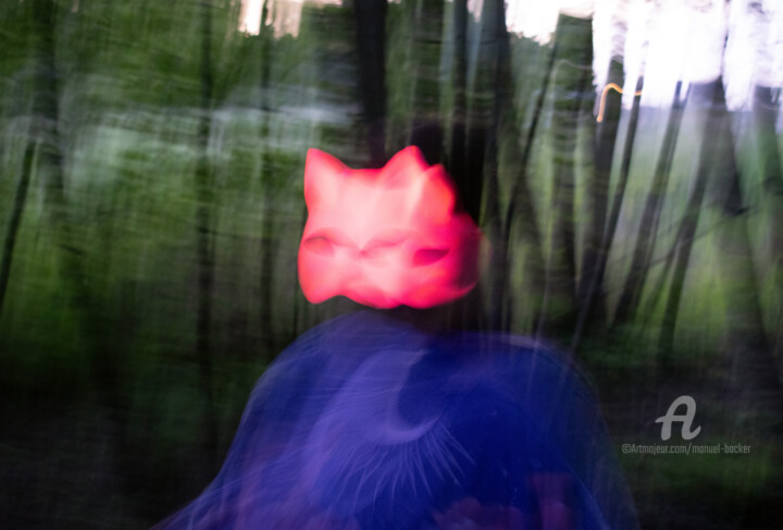 Fotografia intitolato "Shamanic Cat 3" da Manuel Backer, Opera d'arte originale, Fotografia digitale