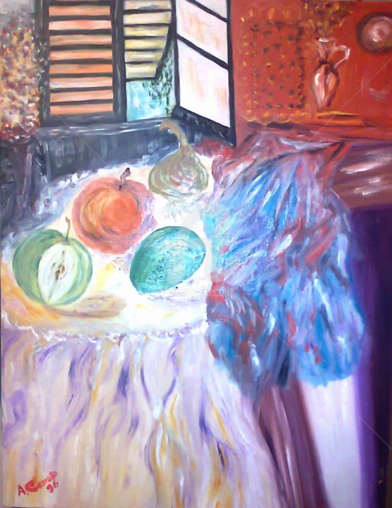Pintura intitulada "a-janela-da-minha-i…" por Assunção Carreto, Obras de arte originais, Óleo