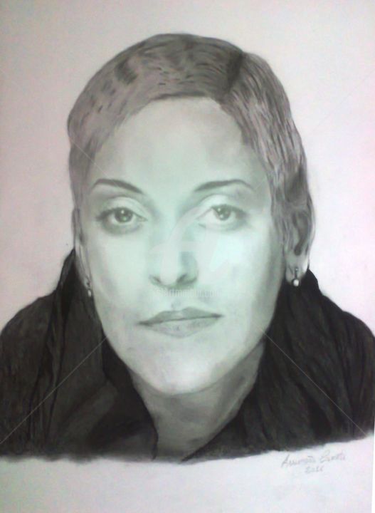 Desenho intitulada "mariza-fadista.jpg" por Assunção Carreto, Obras de arte originais, Carvão