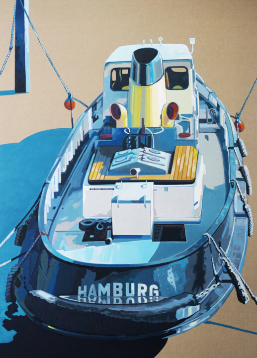 Schilderij getiteld "HAMBURG" door Manuel Di Chiara, Origineel Kunstwerk, Acryl Gemonteerd op Frame voor houten brancard