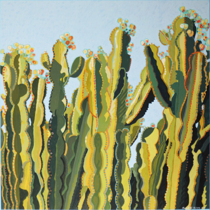 Painting titled "EUPHORBIA INGENS" by Manuel Di Chiara, Original Artwork, Acrylic Mounted on Wood Stretcher frame