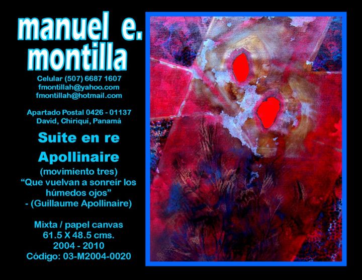 Pittura intitolato "montilla-03-m2004-0…" da Manuel E. Montilla, Opera d'arte originale, Olio