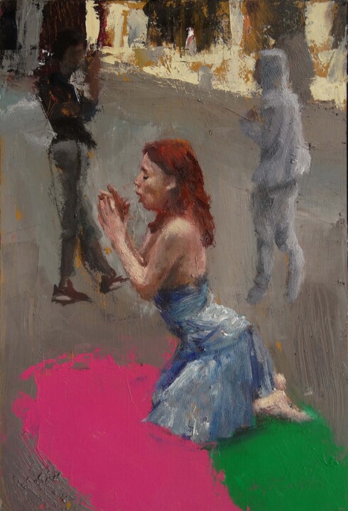Painting titled "L'adolescence" by Manuel Leonardi, Original Artwork, Oil