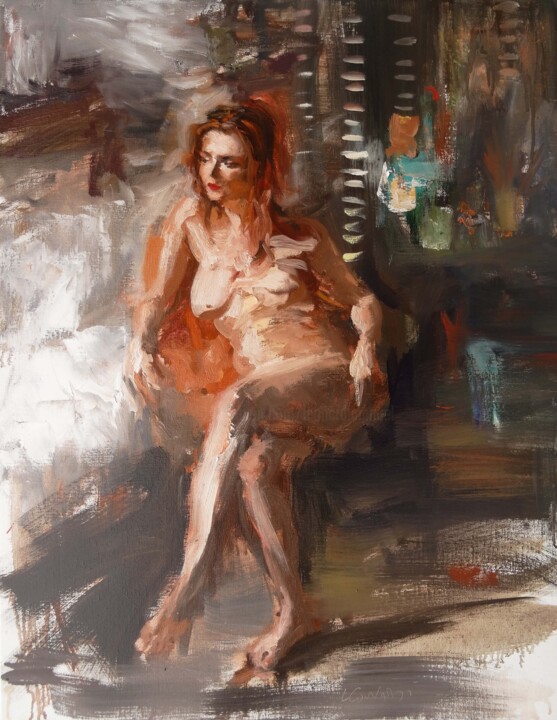 Painting titled "Chantal" by Manuel Leonardi, Original Artwork, Oil