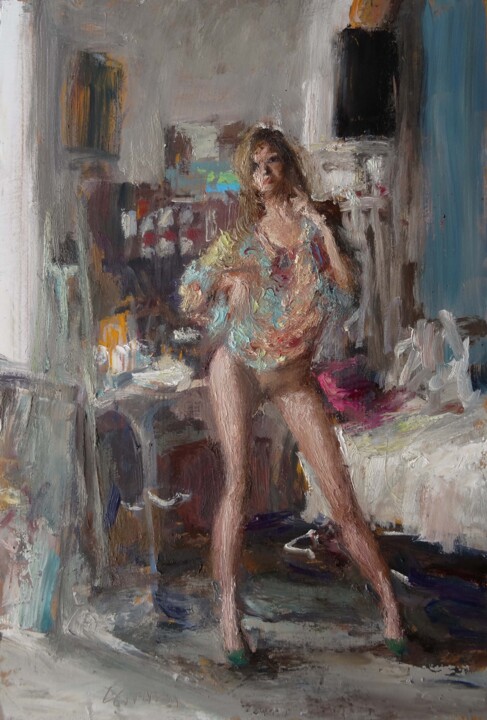 Painting titled "Laura" by Manuel Leonardi, Original Artwork, Oil