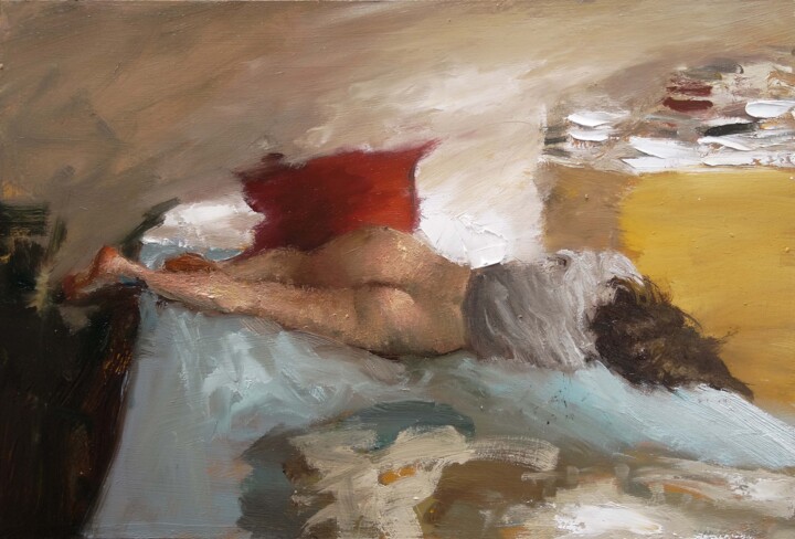 Pintura intitulada "L'oreiller" por Manuel Leonardi, Obras de arte originais, Óleo
