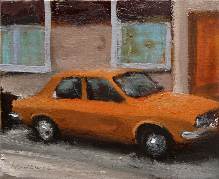 Painting titled "Renault 12 orange" by Manuel Leonardi, Original Artwork, Oil
