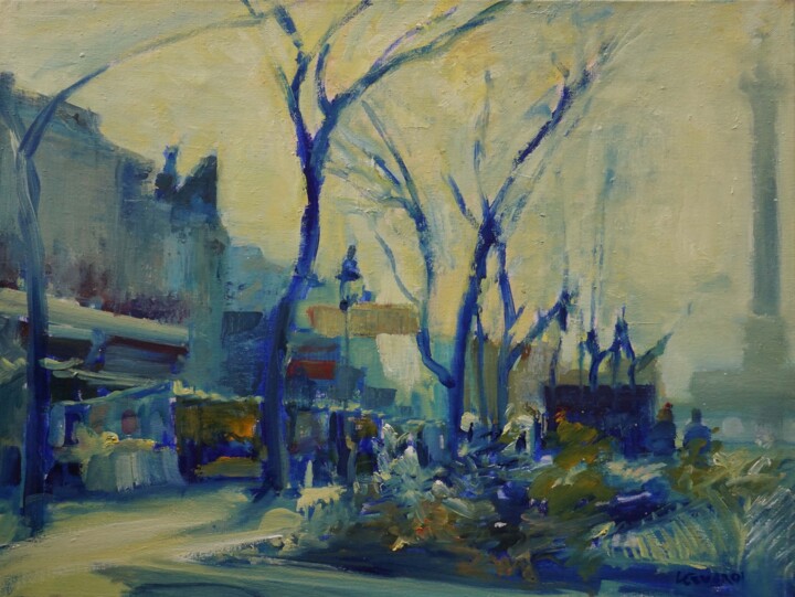 Painting titled "Bastille marché" by Manuel Leonardi, Original Artwork, Oil