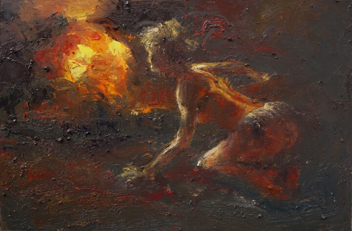 Painting titled "La survivante" by Manuel Leonardi, Original Artwork, Oil