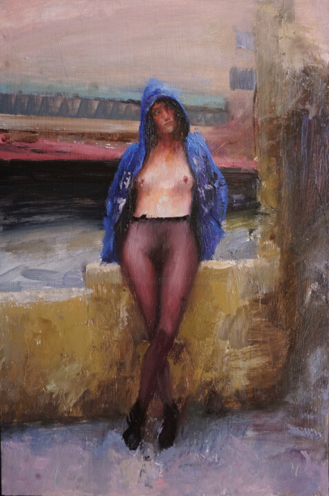 Peinture intitulée "Pauline en capuche" par Manuel Leonardi, Œuvre d'art originale, Huile