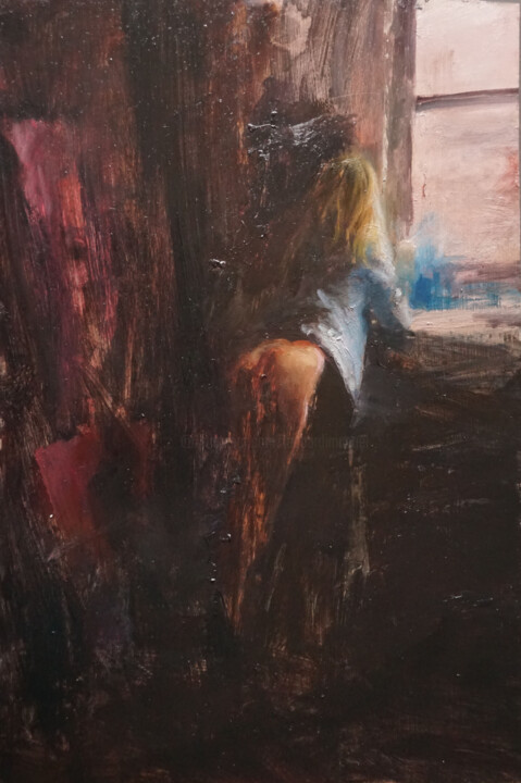 Schilderij getiteld "Meg" door Manuel Leonardi, Origineel Kunstwerk, Olie