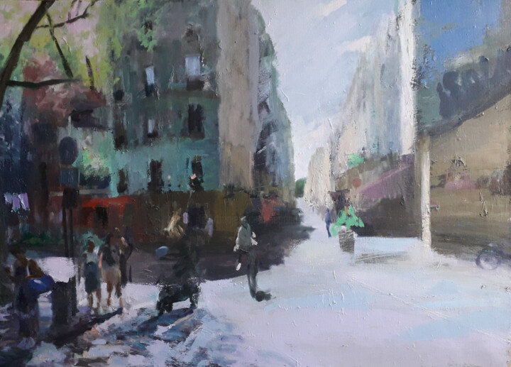 Pittura intitolato "Rue de Lancry" da Manuel Leonardi, Opera d'arte originale, Olio