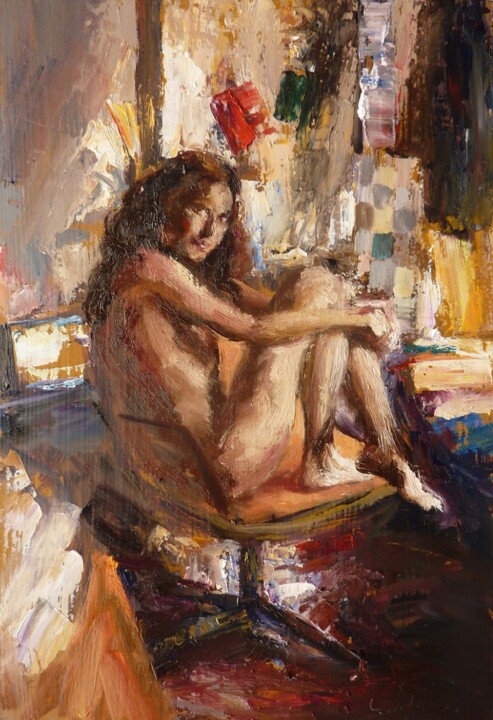 Painting titled "Atelier novembre" by Manuel Leonardi, Original Artwork, Oil