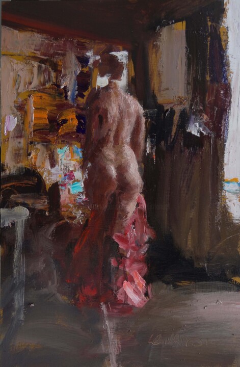 Painting titled "Ma statue" by Manuel Leonardi, Original Artwork, Oil