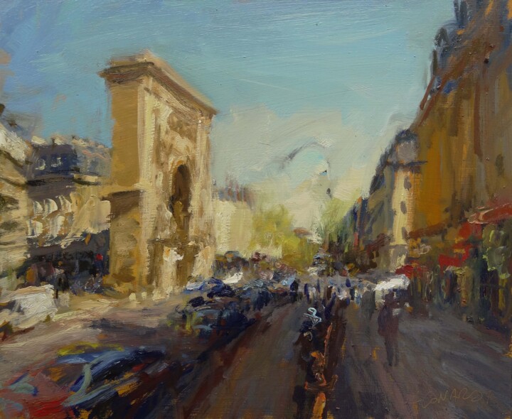 Painting titled "Porte Saint Denis" by Manuel Leonardi, Original Artwork, Oil