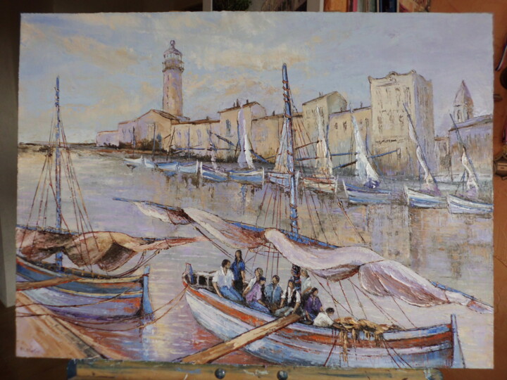 Painting titled "Les pêcheurs" by Manuel Martin, Original Artwork