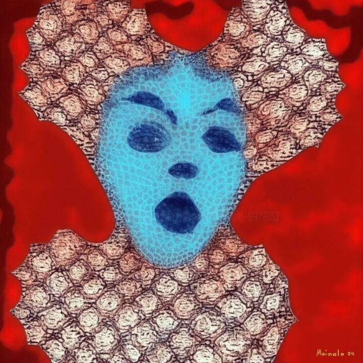 Digital Arts με τίτλο "Jeune fille rouge" από Manuel Moinelo, Αυθεντικά έργα τέχνης, Ψηφιακό Κολάζ