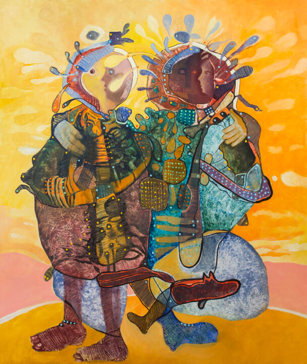 Pittura intitolato "Marginados" da Manuel Ruiz Carrillo, Opera d'arte originale, Acrilico