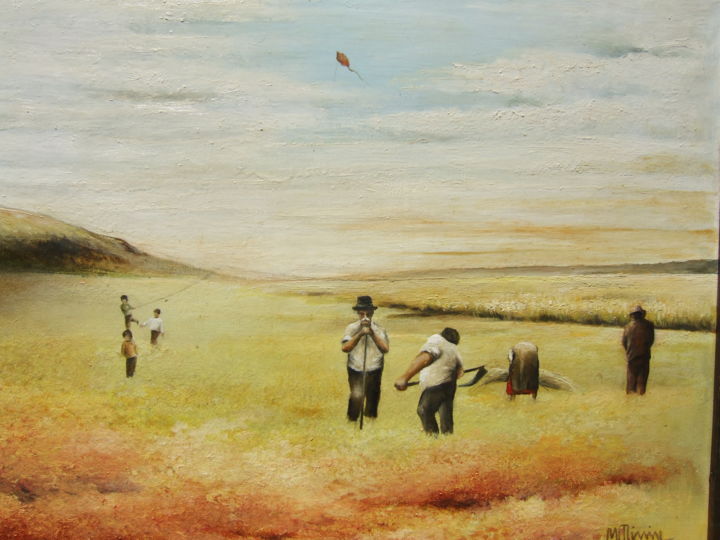 Painting titled "Campo" by Manuel Sousa Oliveira, Original Artwork, Oil