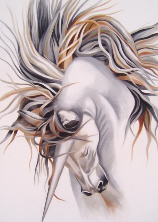 Painting titled "unicorn.jpg" by Manuela Machado, Original Artwork, Oil