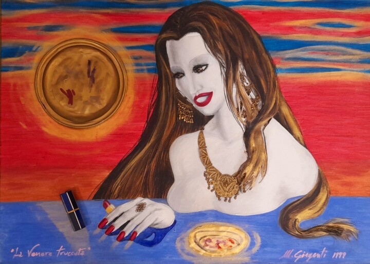 Картина под названием "La Venere truccata" - Manuela Girgenti, Подлинное произведение искусства, Масло Установлен на Деревян…