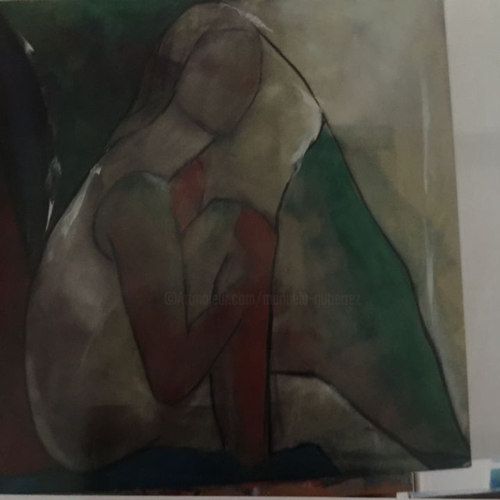 Painting titled "Triptyque femme 1" by Gutierrez, Original Artwork
