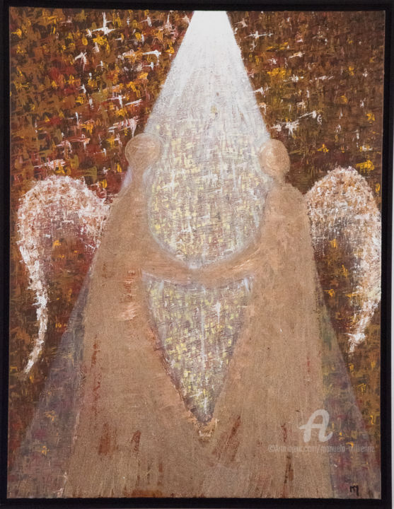 Painting titled "LES ANGES DE LUMIERE" by Manuela Millienne, Original Artwork, Acrylic Mounted on Wood Stretcher frame