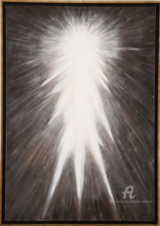 Painting titled "LUMIERE DIVINE" by Manuela Millienne, Original Artwork, Acrylic Mounted on Wood Stretcher frame