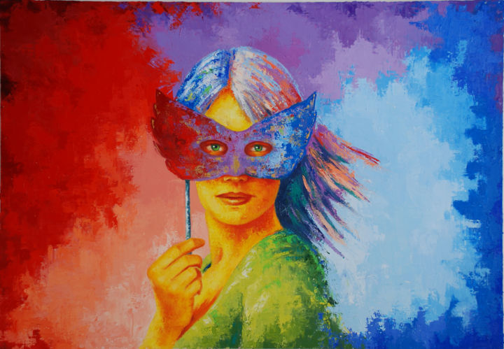 Pittura intitolato "La maschera" da Manuela Togni, Opera d'arte originale