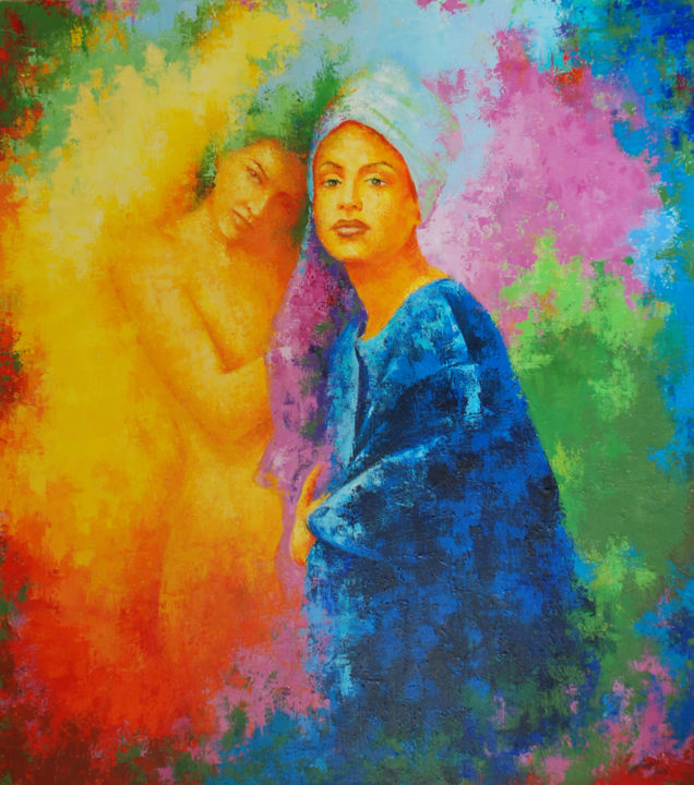 Pittura intitolato "Amiche 3" da Manuela Togni, Opera d'arte originale,