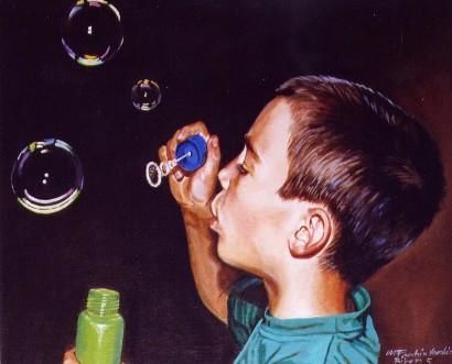 Painting titled "soap bubbles" by Facchin Varalda Manuela, Original Artwork