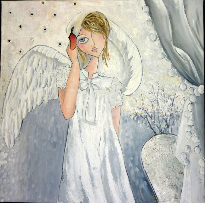 Peinture intitulée "FAIS MOI UN CYGNE" par Manuèle Lenoir, Œuvre d'art originale, Acrylique