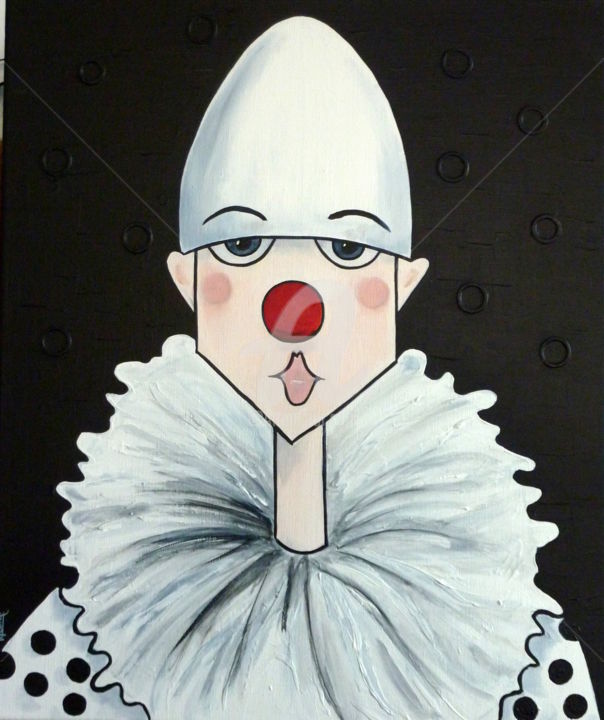 Peinture intitulée "PIERROT" par Manuèle Lenoir, Œuvre d'art originale, Acrylique