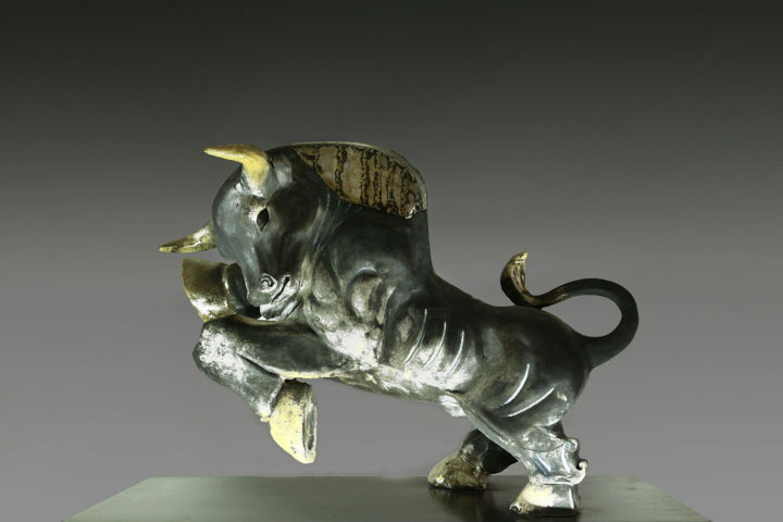 Sculpture intitulée "El Toro d'acier" par Manuel Quaresma, Œuvre d'art originale