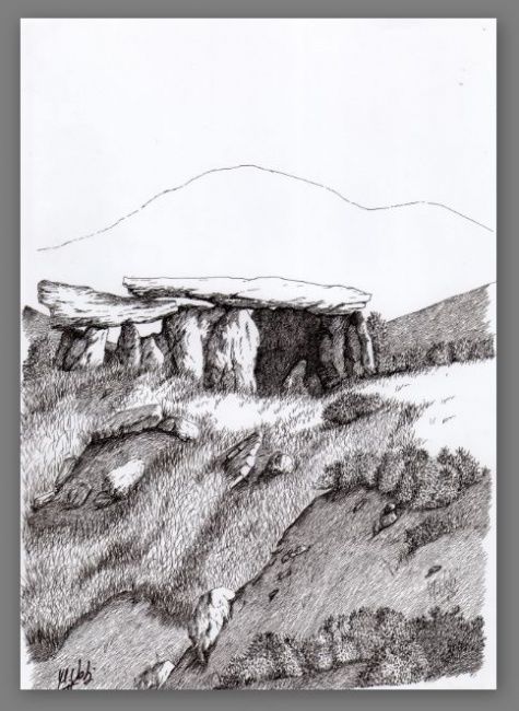 Dibujo titulada "DOLMEN" por Manuel Velis Gaspar, Obra de arte original